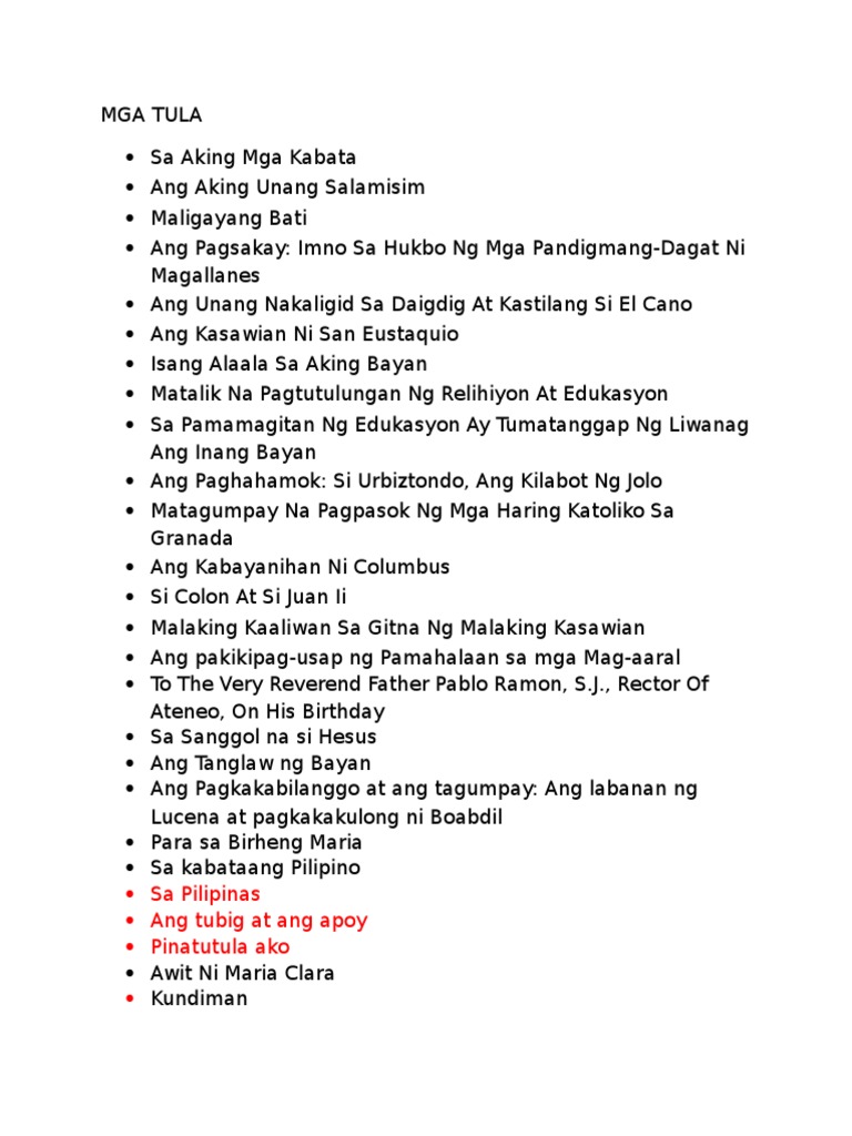 Mga Akda Ni Rizal | PDF