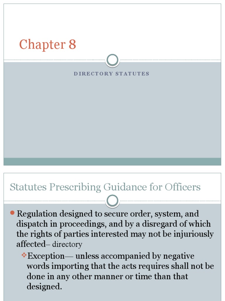 Directory Statutes: Judicial Guidance | PDF | Ex Post Facto Law ...