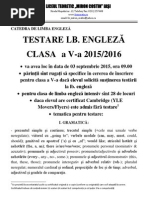 Anunt Testare Engleza 2015