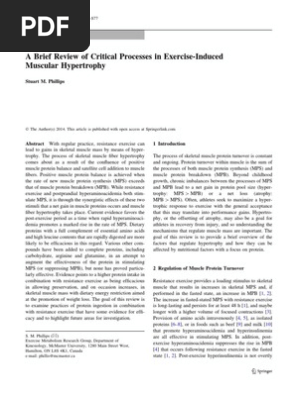 A Brief Review of Critical Processes in Exercise-Induced Muscular Hypertrophy