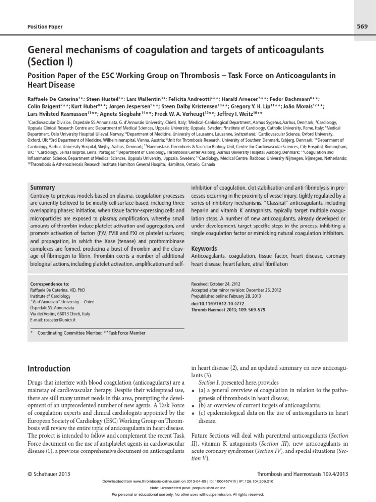 Anticoagulant Mechanism Review 2013 | PDF | Coagulation | Platelet