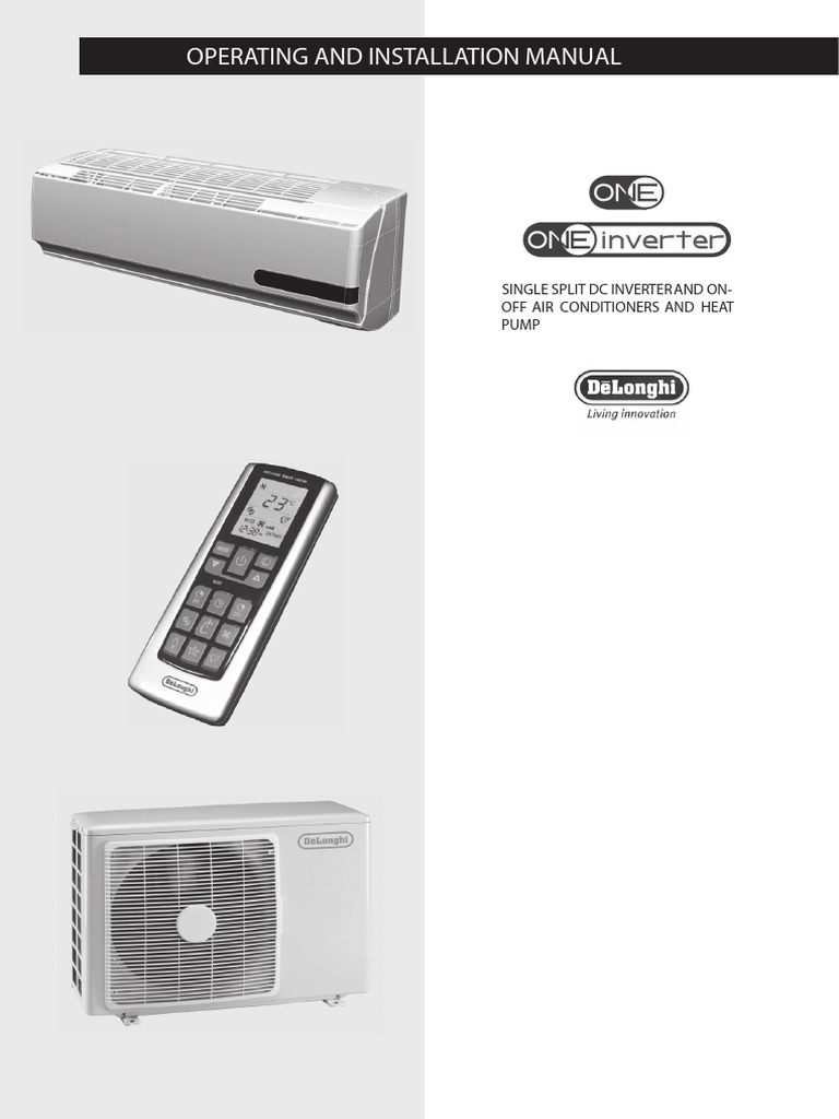 Operating and Installation Manual: Single Split DC Inverter and On-Off ...