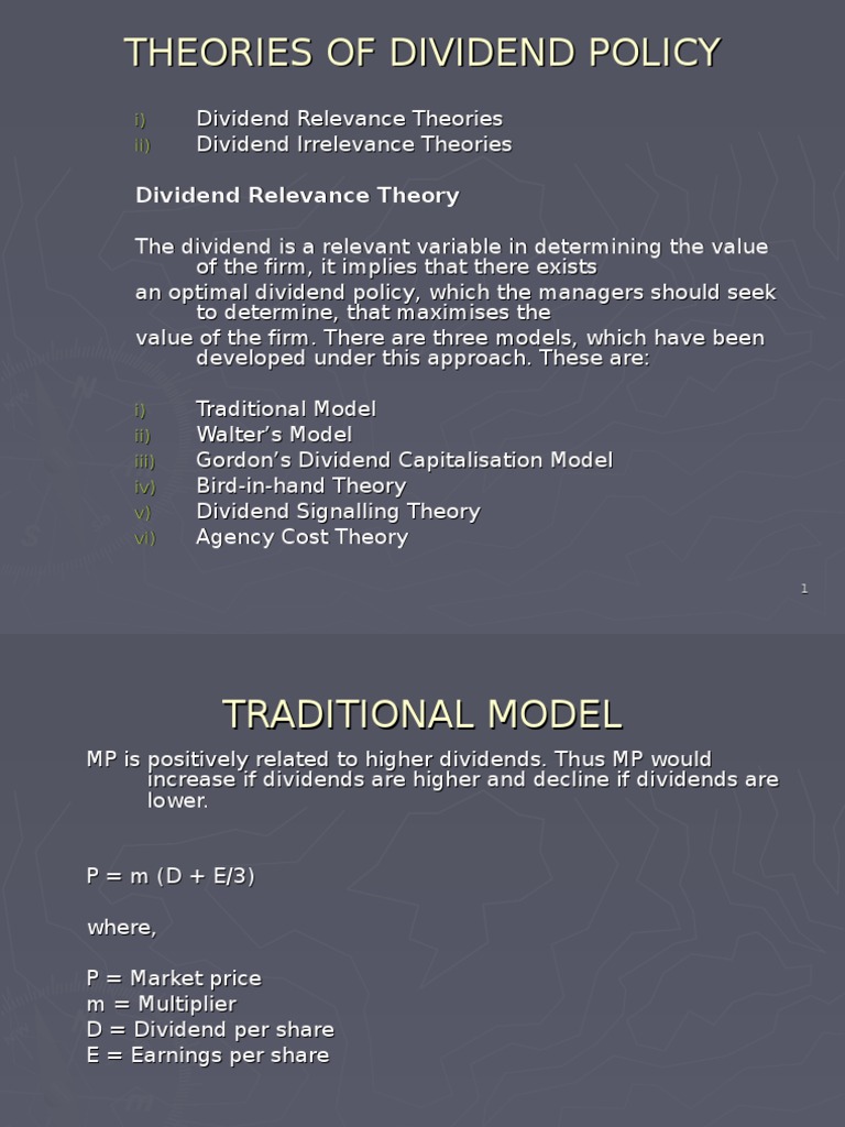 Theories Of Dividend Policy Pdf Dividend Equity Securities