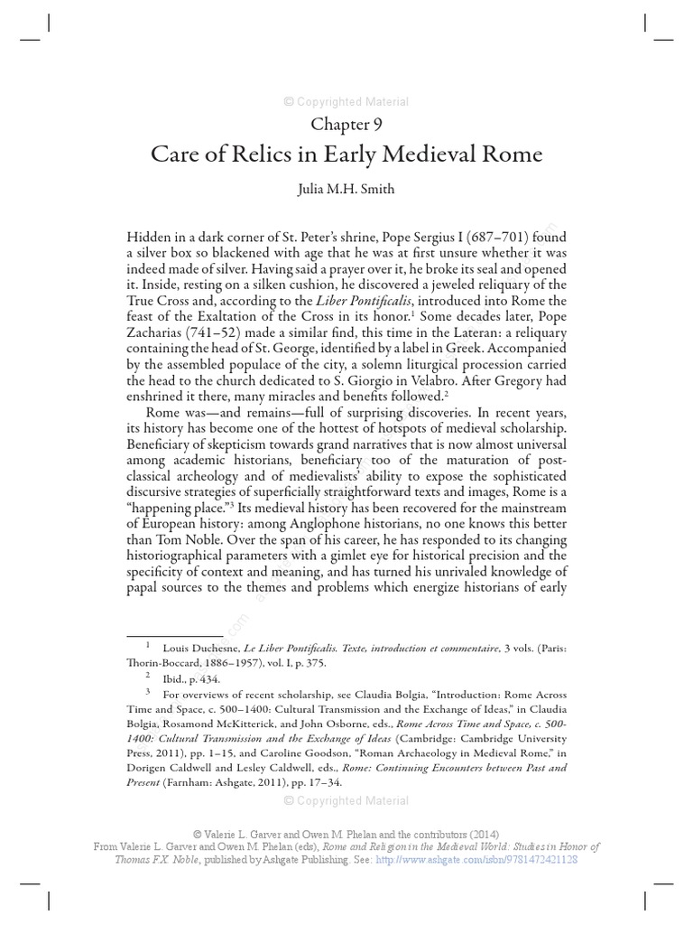 Care of Relics in Early Medieval Rome | PDF | Relic | Pope