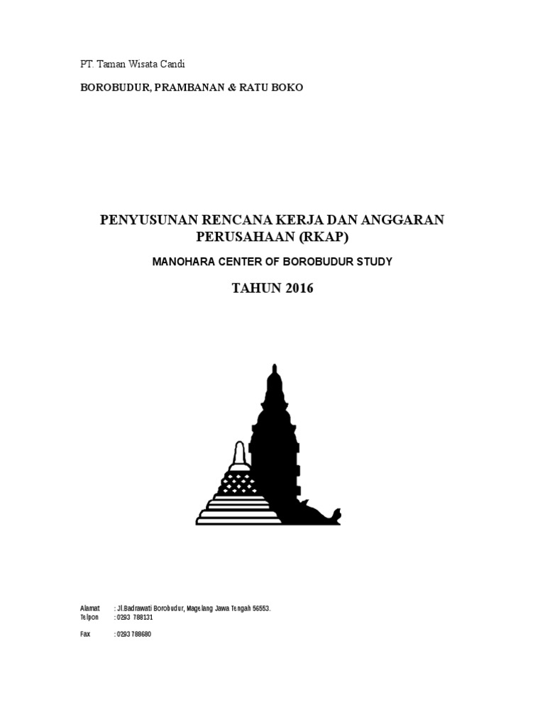 RKAP 2016 PT. Taman Wisata Candi | PDF | Bisnis