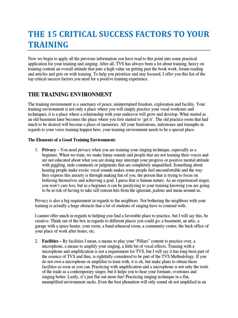 Critical Success Factors For Your Training | PDF | Language Arts ...