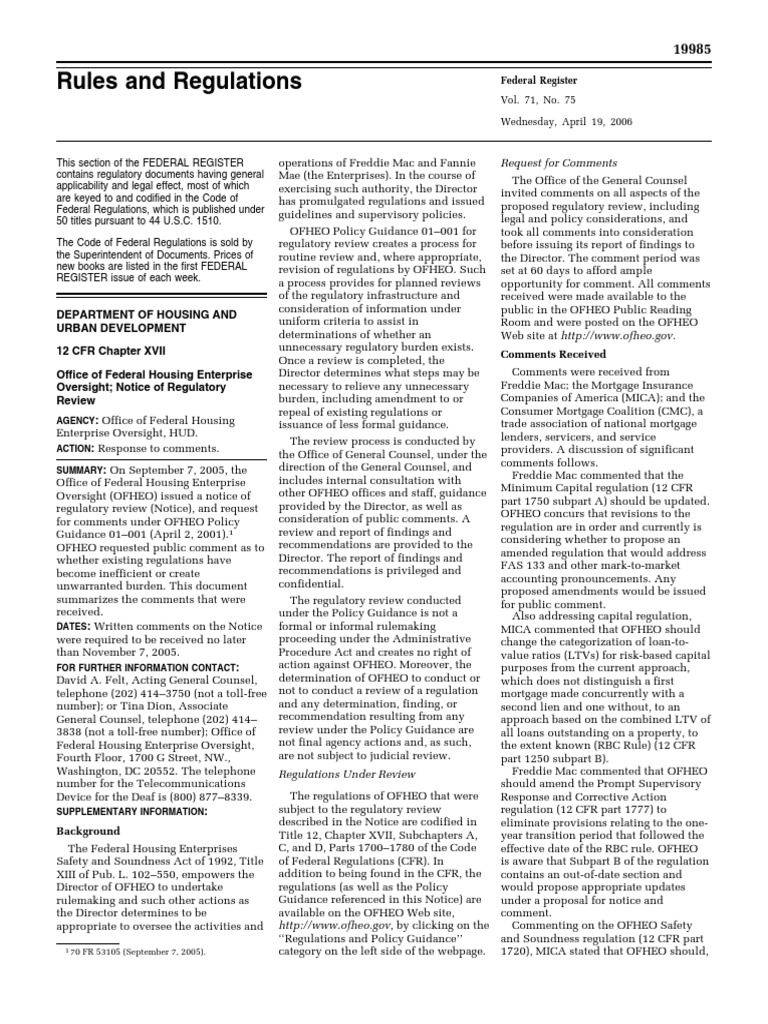 Rule Regulatory Review PDF Code Of Federal Regulations Federal