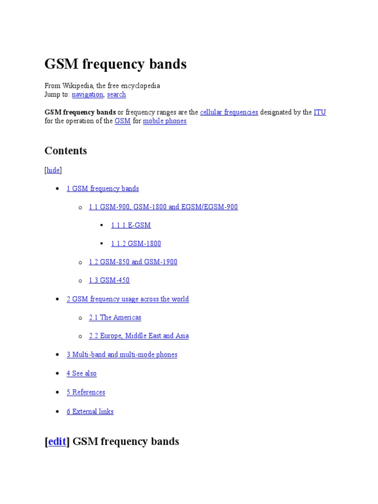 GSM Frequency Bands | Download Free PDF | Electronics | Networks