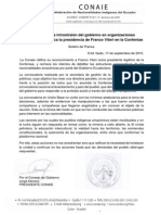 Conaie Rechaza Intromisión Del Gobierno en Organizaciones Amazónicas y Ratifica La Presidencia de Franco Viteri en La Confeniae