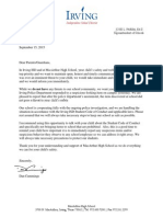 Irving ISD's letter on "suspicious item" (homemade clock)