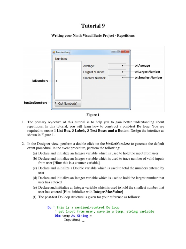Tutorial 9: Writing Your Ninth Visual Basic Project - Repetitions | PDF
