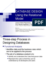 Database Design Using The Relational Model: Lecture Notes Prepared by Prof. Melody Angelique C. Rivera