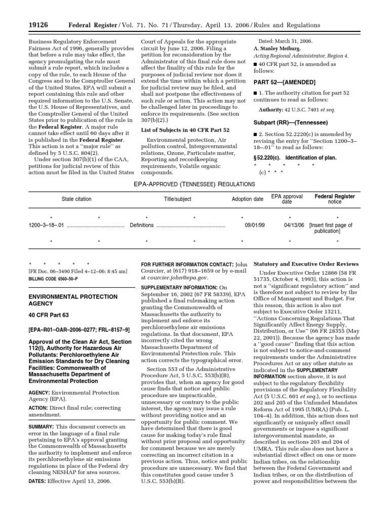 Rule Air Pollutants, Hazardous National Emission Standards