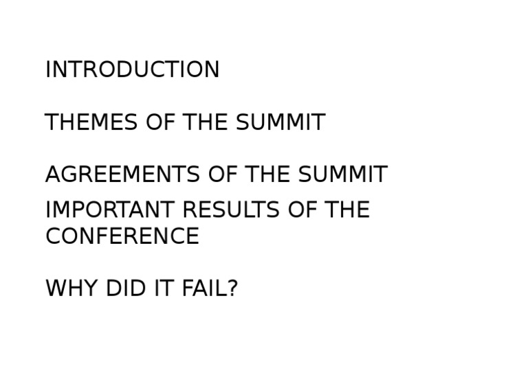 Themes of The Summit Agreements of The Summit Important Results of The ...