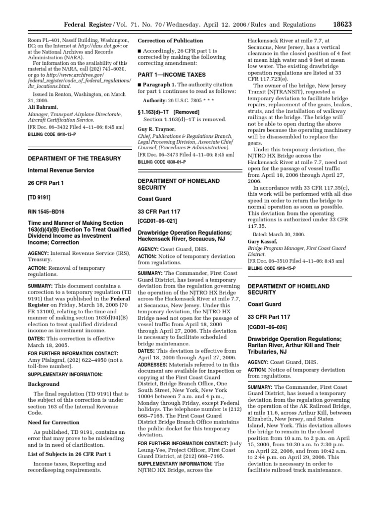 Rule: Drawbridge Operations | PDF | United States Environmental ...