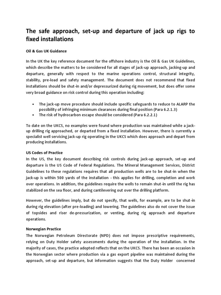 Jack-Up Rig Operations Safety Guidelines | PDF | Drilling Rig | Risk