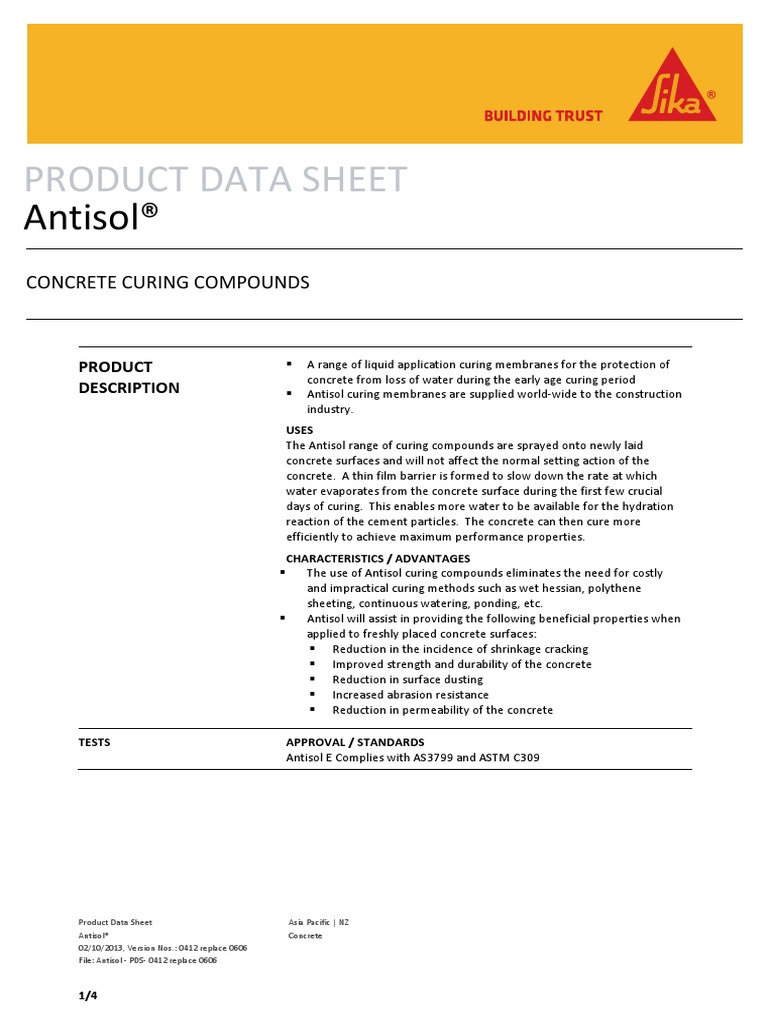 Antisol - PDS | PDF | Concrete | Chemistry