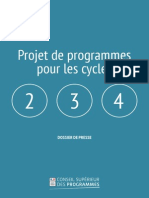 Le projet de programmes pour les cycles 2, 3 et 4