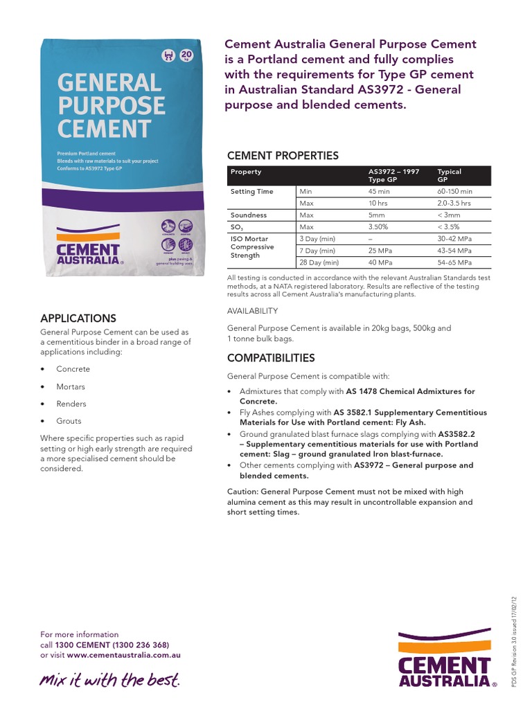 General Purpose Cement and Portland Cement - Product Data Sheet