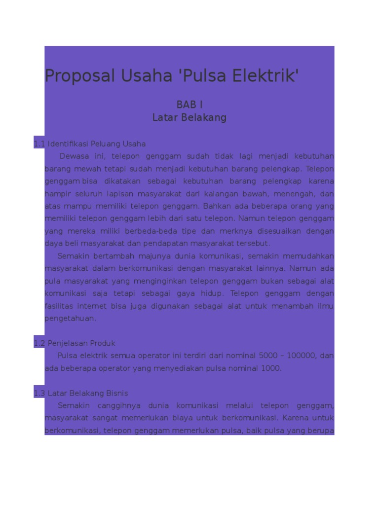 Proposal Usaha Pulsa Elektrik
