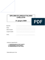 Instituto Italiano Diploma B1 Prova Giugno 09