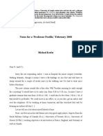 Notes for a 'Professor Profile,' February 2008