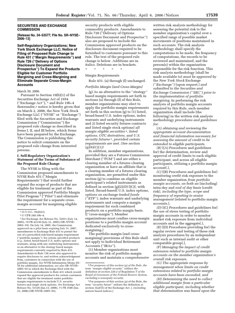 Notice Investment Company Act of 1940 Futures Contract Margin