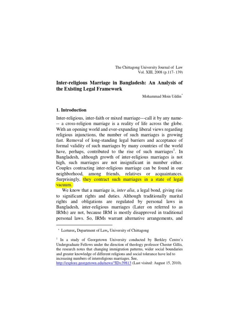 Inter-religious Marriage in Bangladesh | PDF | Interfaith Dialogue ...