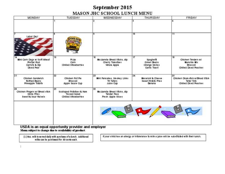 Sept 2015 JHC School Menu | PDF