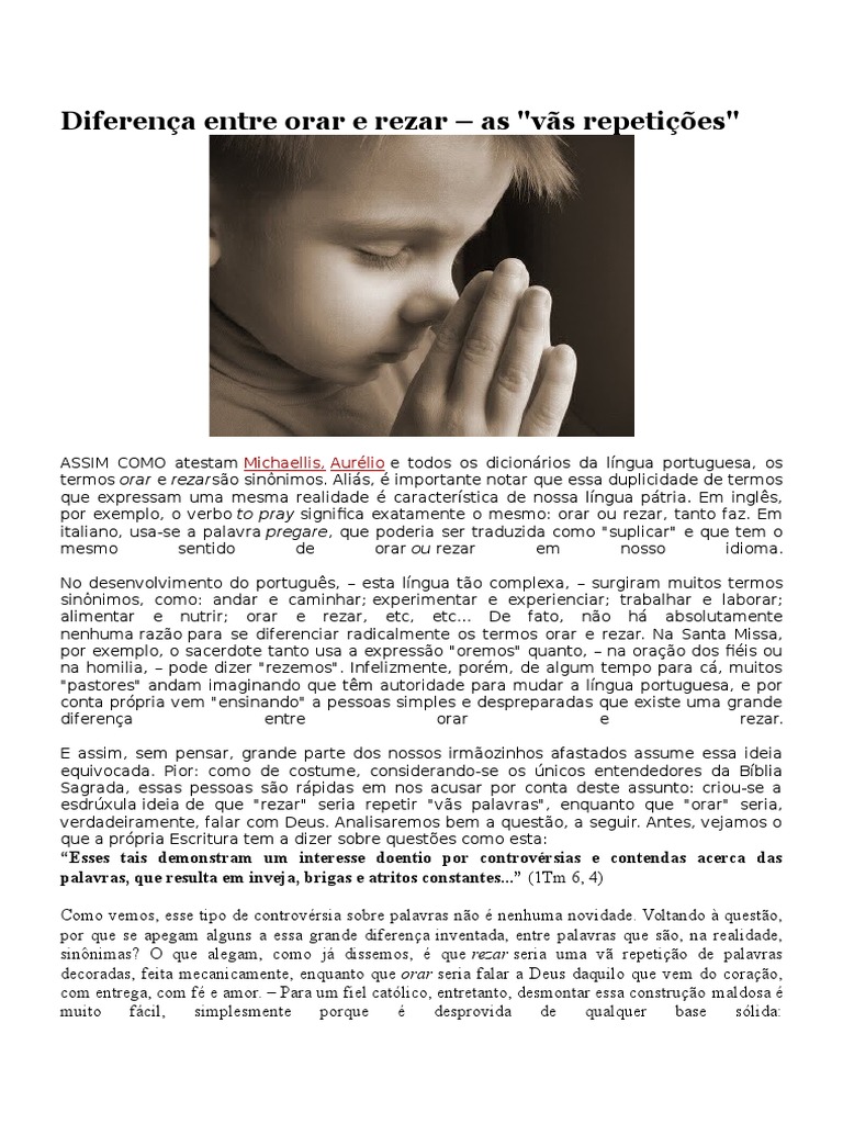 Diferença entre Orar e Rezar | PDF | Oração | Bíblia