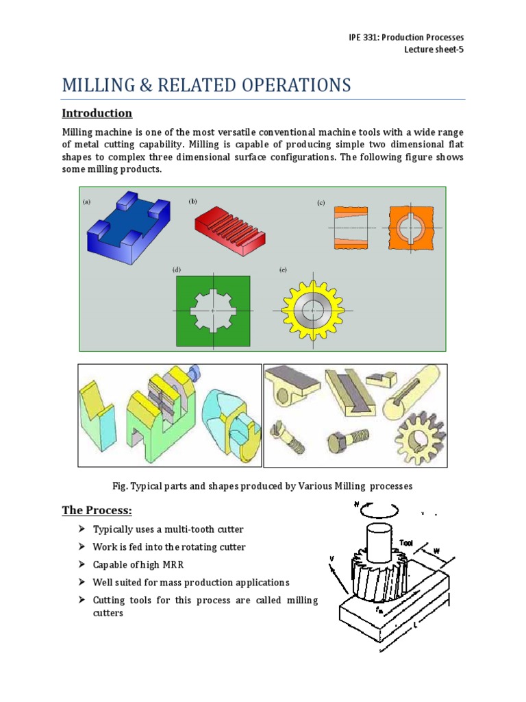 5 Milling and Related Operations | PDF | Machining | Machines