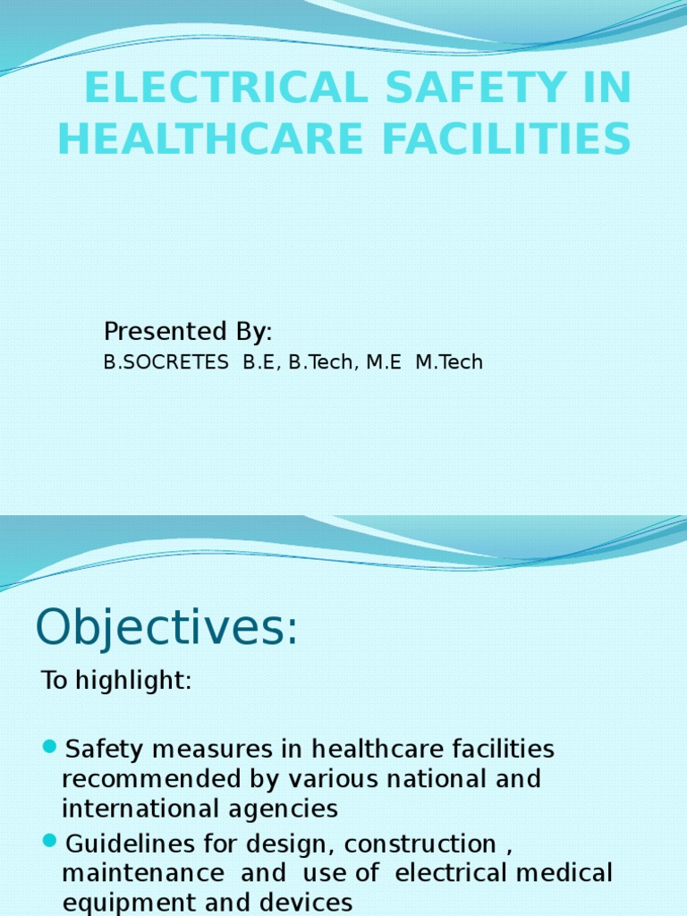 Electrical Safety in Healthcare Facilities PDF Electric Shock Safety