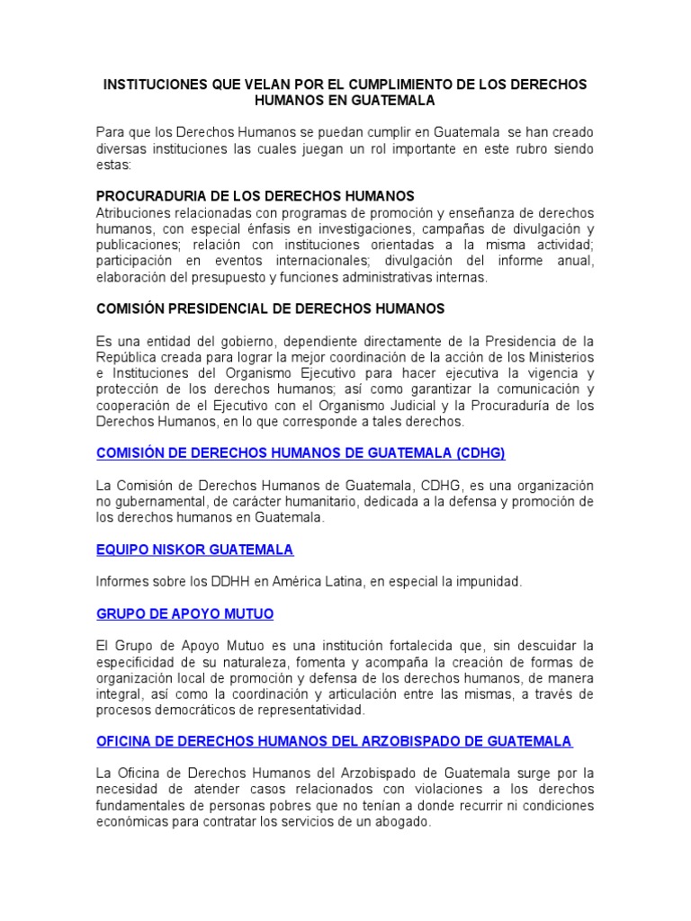 Cumplimiento de Los Derechos Humanos en Guatemala | PDF | Derechos ...