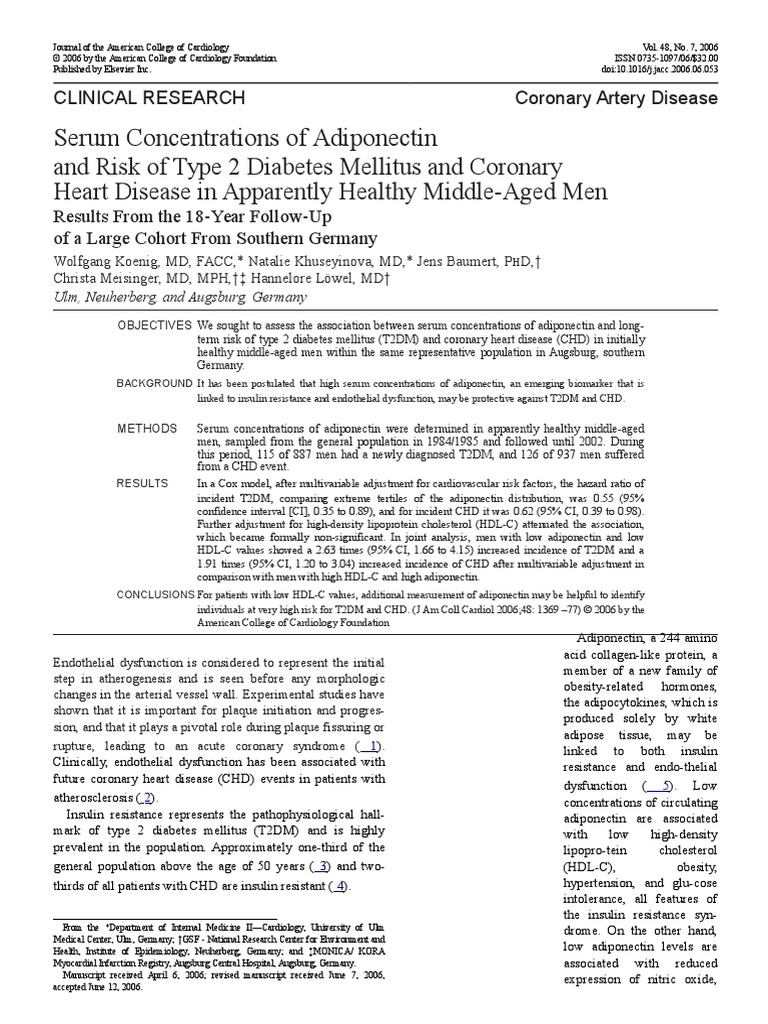 Serum Concentrations of Adiponectin and Risk of Type 2 Diabetes ...