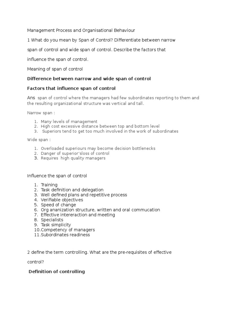 Management Process and Organisational Behaviour | PDF | Business ...