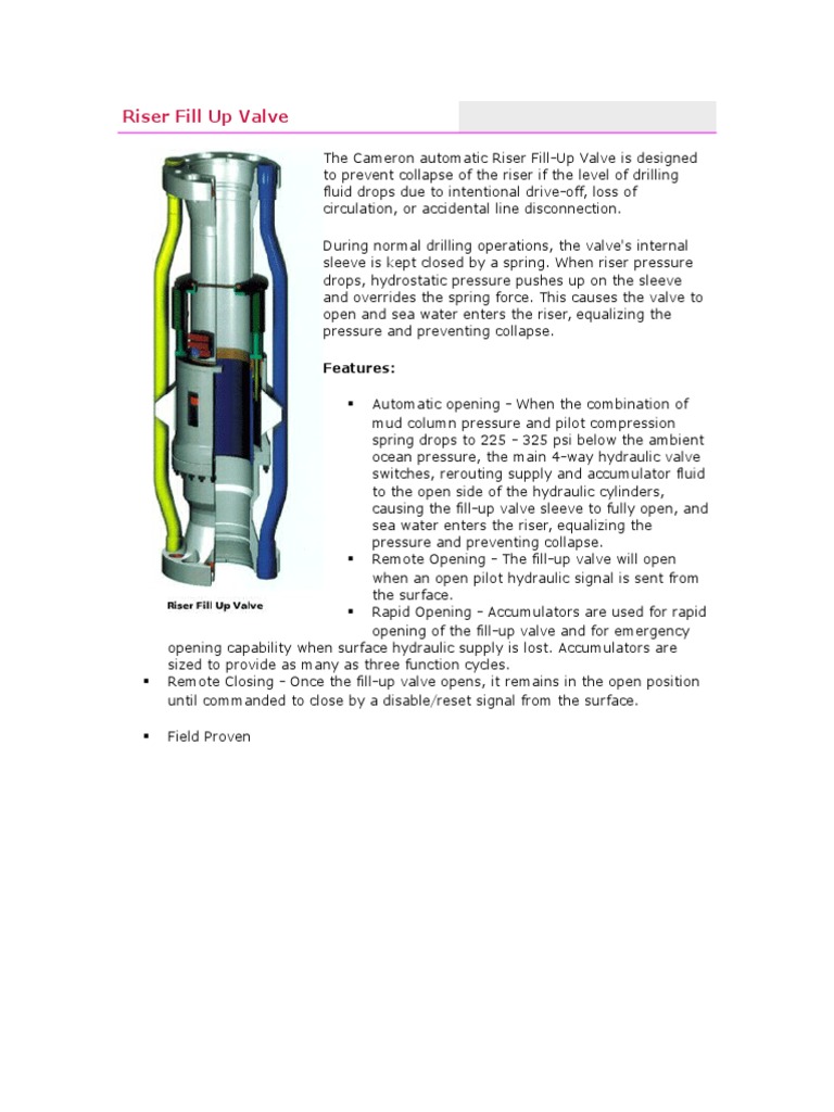Automatic Riser Fill-Up Valve Overview | PDF | Technology & Engineering