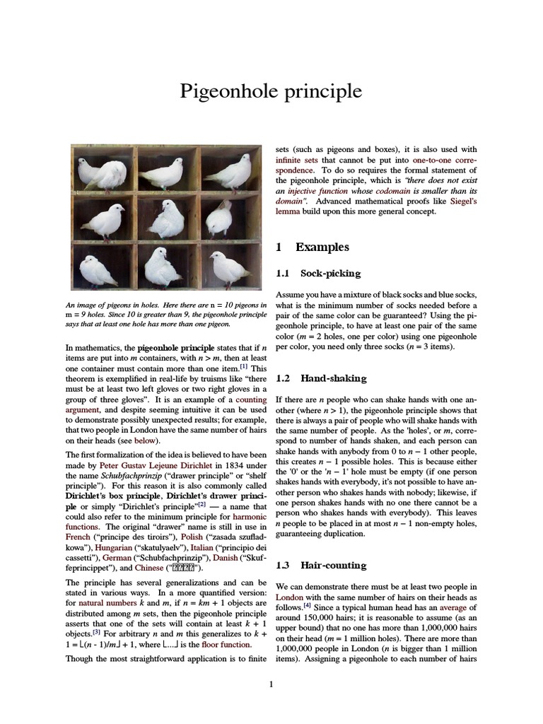 Pigeonhole Principle | PDF | Mathematical Logic | Mathematical Concepts