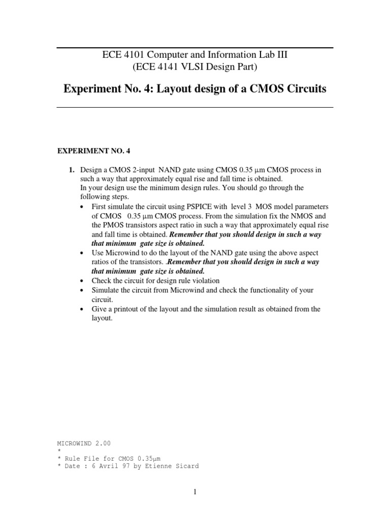CMOS NAND Gate Layout Design Guide | PDF | Cmos | Integrated Circuit