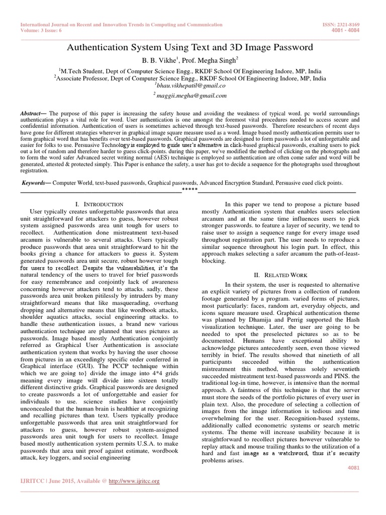Authentication System Using Text and 3D Image Password | PDF ...