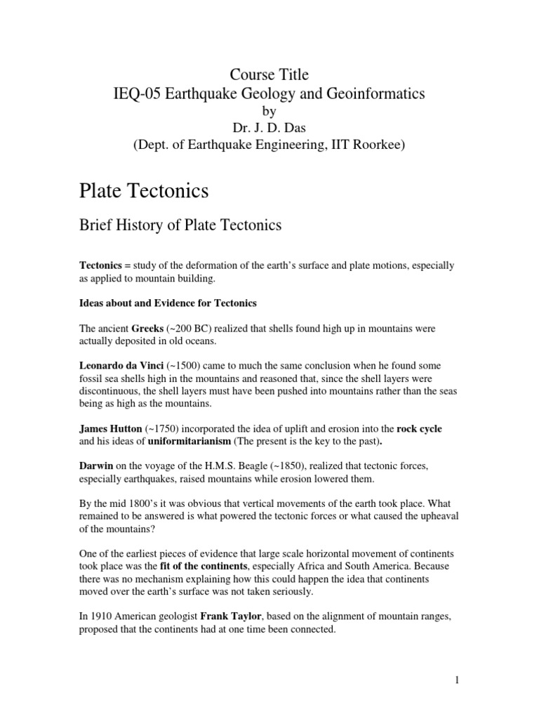 IEQ05 Plate Tectonics Notes PDF
