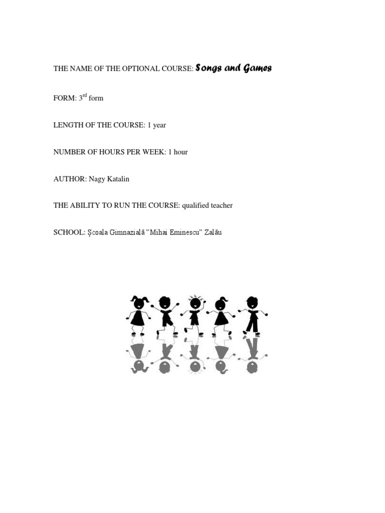 Songs and Games Course Overview | PDF | English Language | Grammatical ...