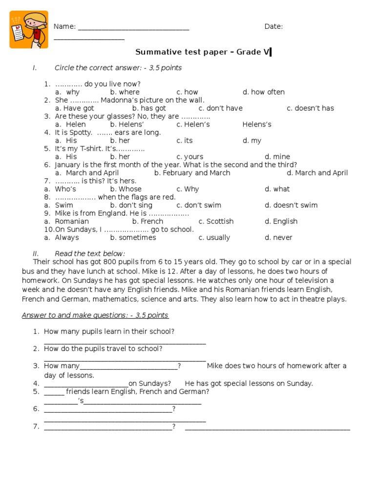 Grade V Summative Test Paper | PDF | Social Science | Language Arts ...