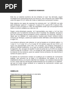 Numeros Romanos Lexicologia Notacion