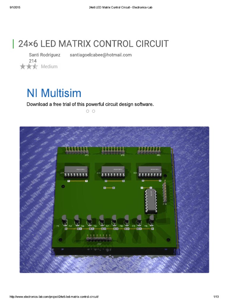 24x6 LED Matrix Control Circuit - Electronics-Lab PDF | PDF
