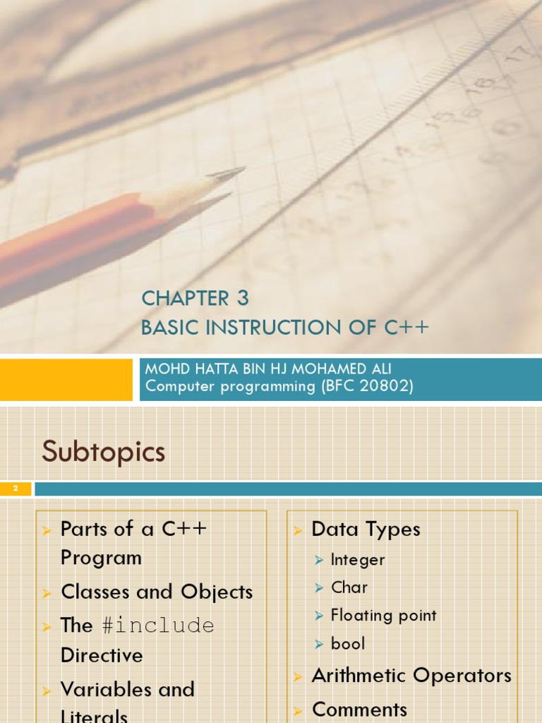 Week4 - Chap3 - Basic C++ | PDF | Data Type | Integer (Computer Science)