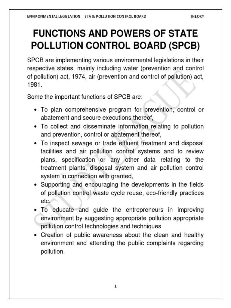 Functions and Powers of State Pollution Control Board | PDF
