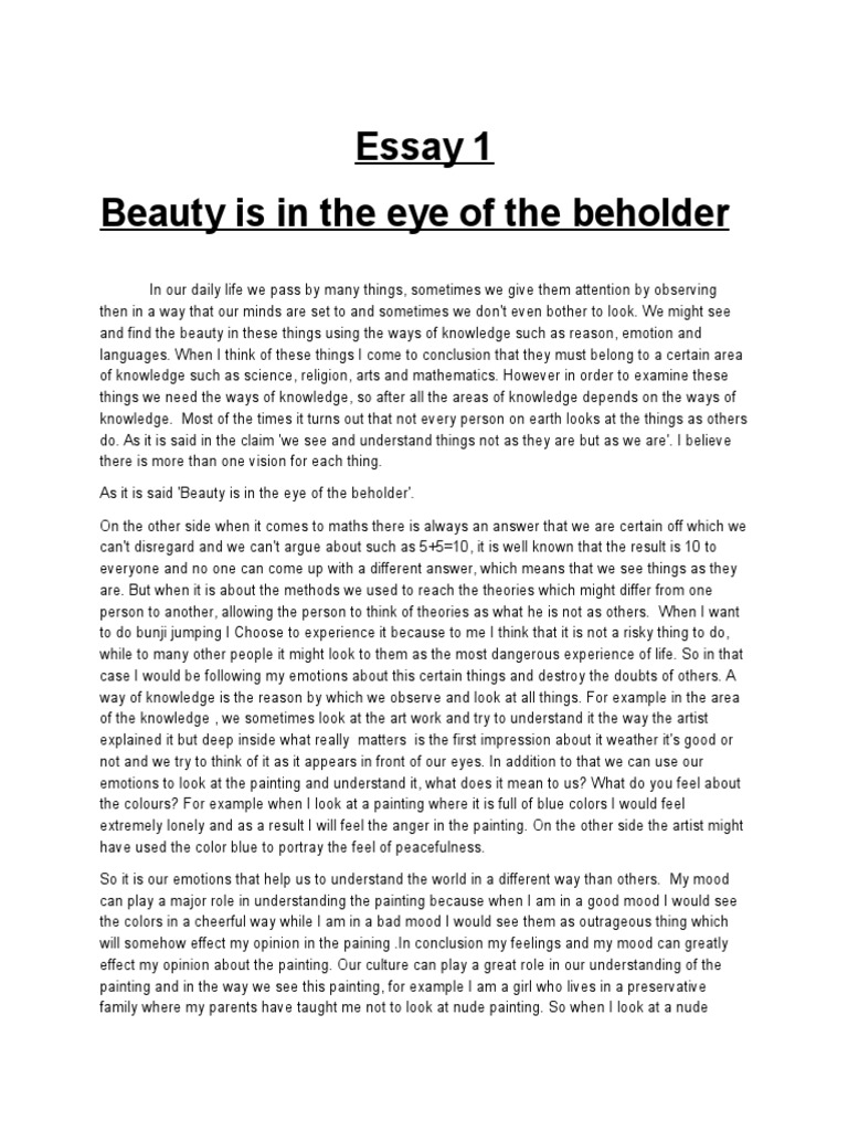 beauty is in the eye of the beholder short essay