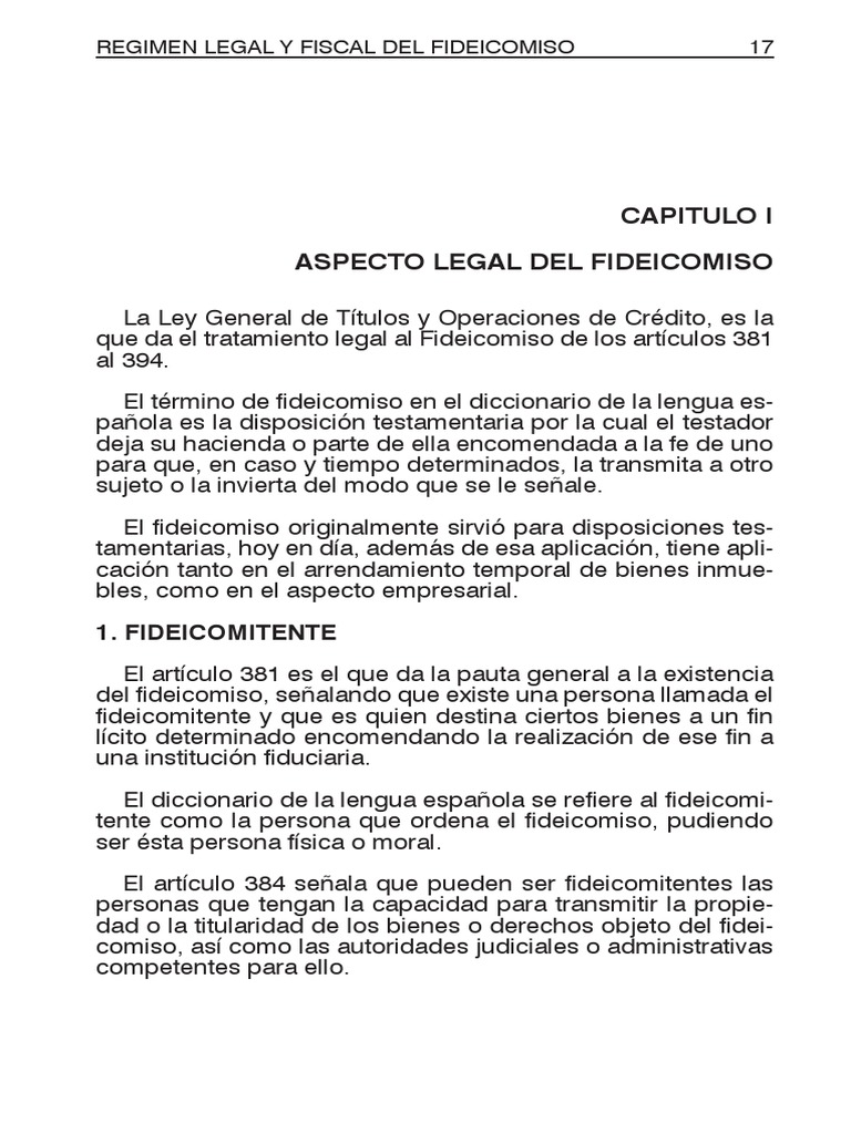 Régimen Fiscal del Fideicomiso en México | PDF | Ley de fideicomiso ...