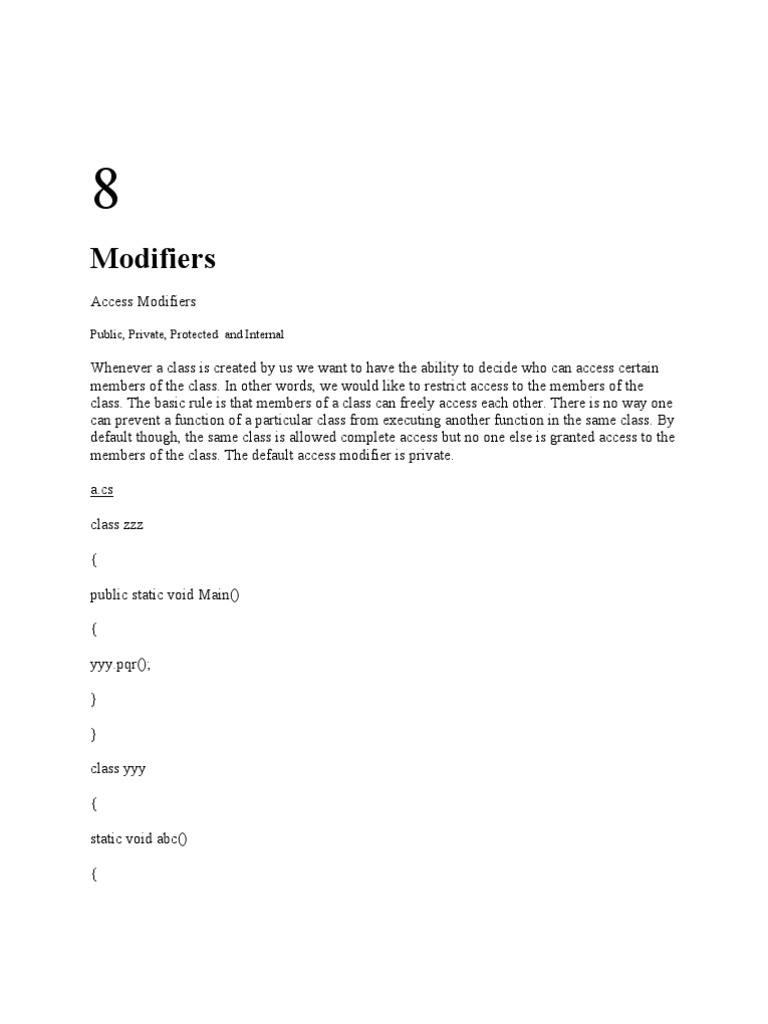 C# Chapter 8 | PDF | C Sharp (Programming Language) | Class (Computer ...