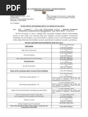 Academic Calendar 2014-15